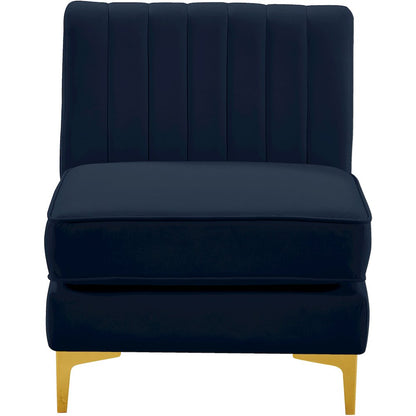 Alina Navy Velvet Armless Chair