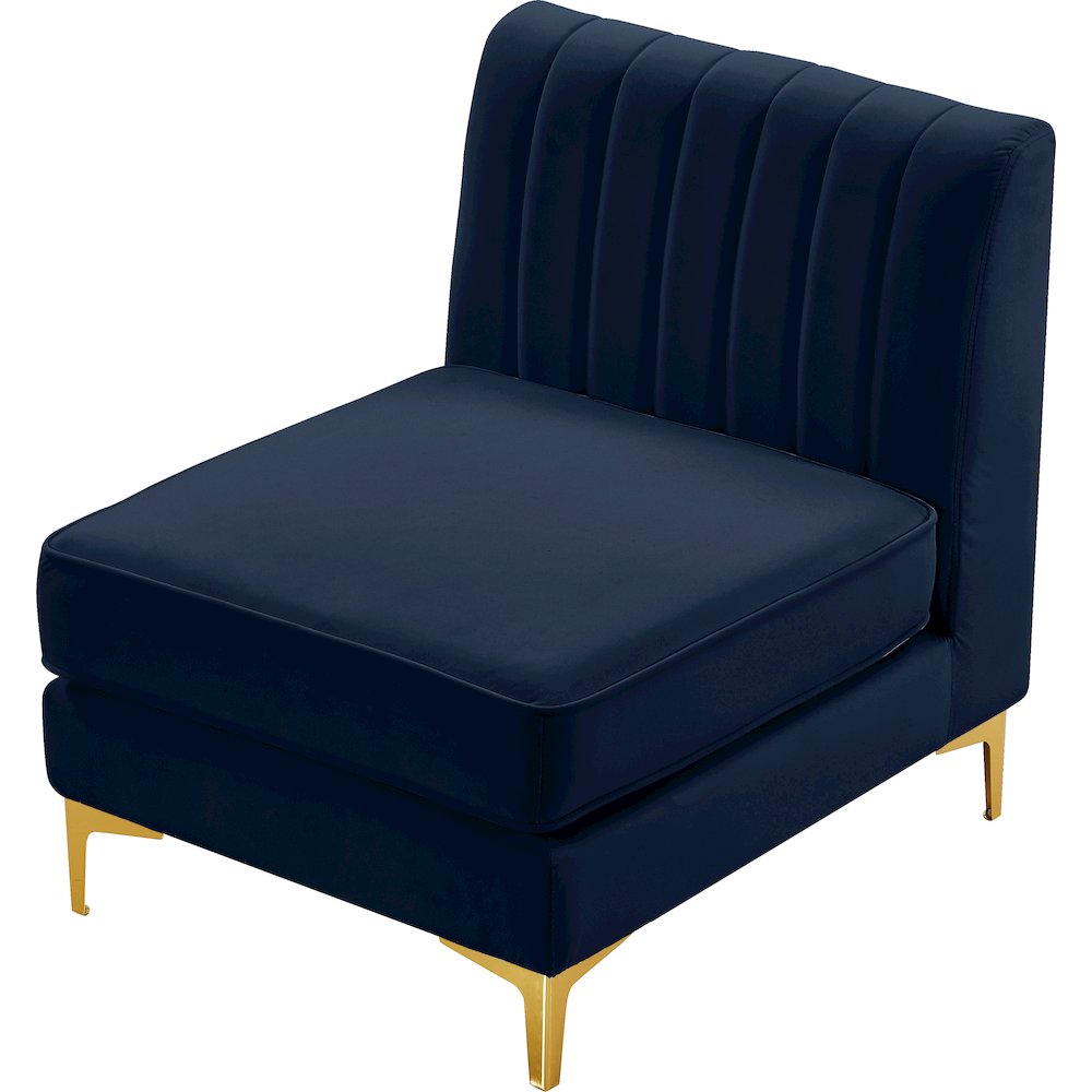 Alina Navy Velvet Armless Chair
