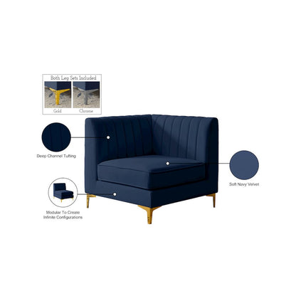 Alina Navy Velvet Corner Chair