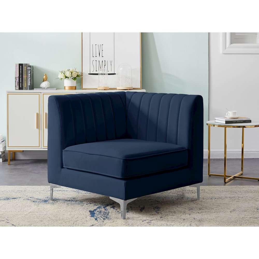 Alina Navy Velvet Corner Chair