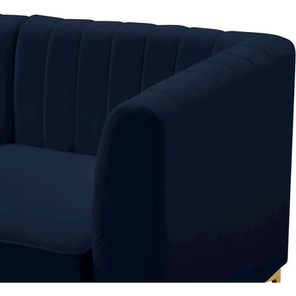 Alina Navy Velvet Corner Chair
