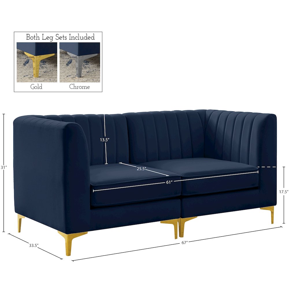 Alina Navy Velvet Modular Sofa