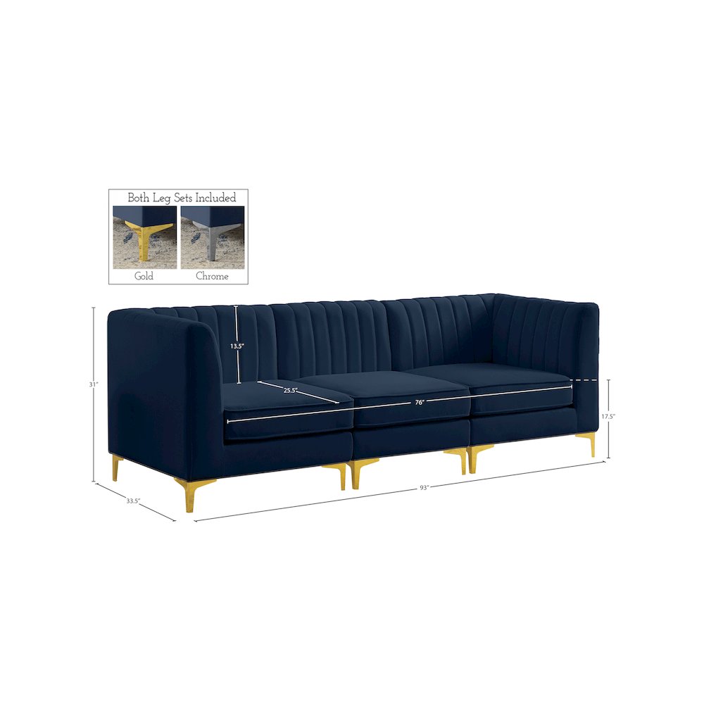 Alina Navy Velvet Modular Sofa