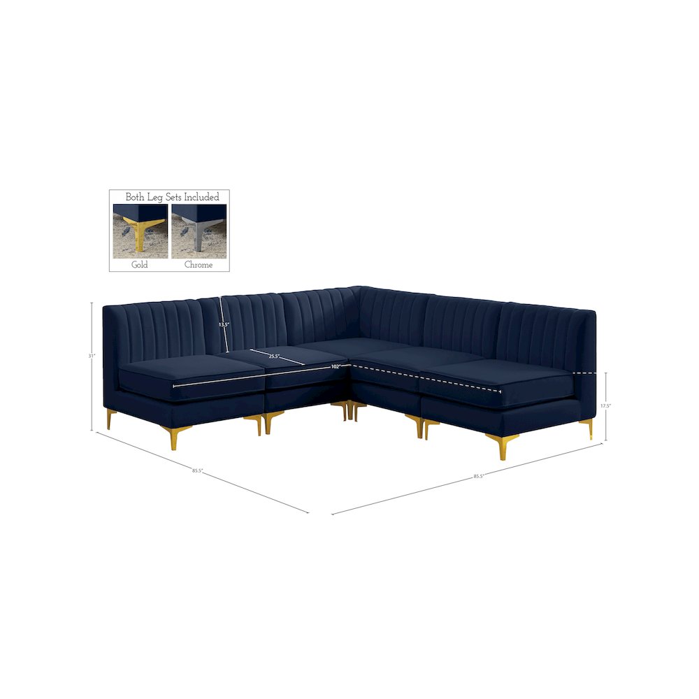 Alina Navy Velvet Modular Sectional
