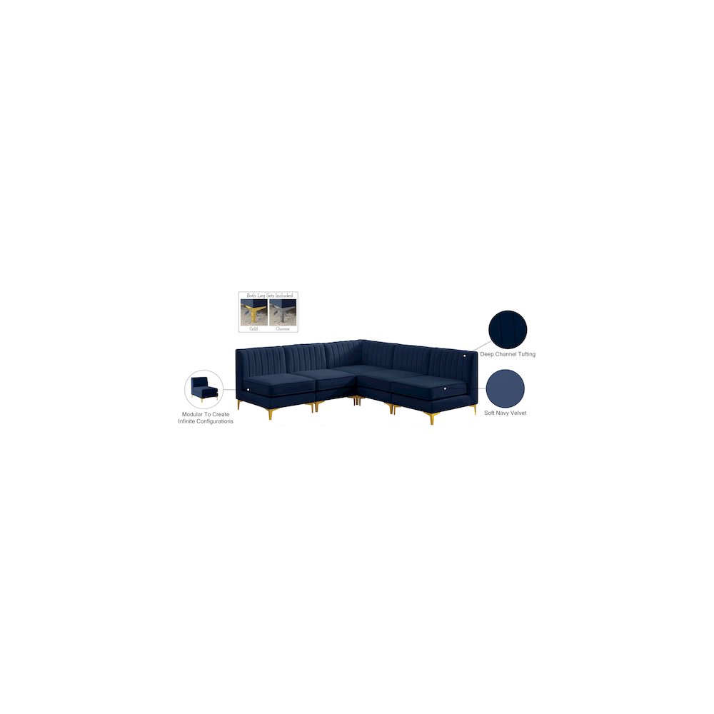 Alina Navy Velvet Modular Sectional