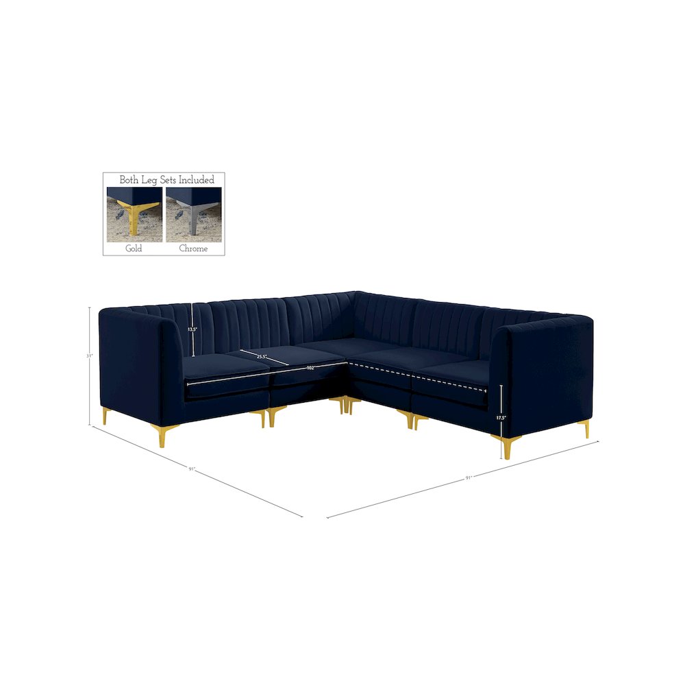 Alina Navy Velvet Modular Sectional