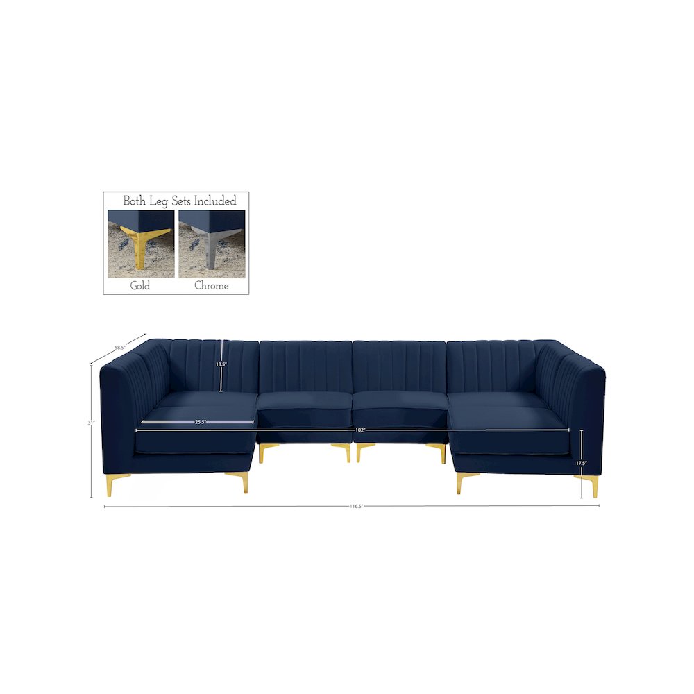 Alina Navy Velvet Modular Sectional