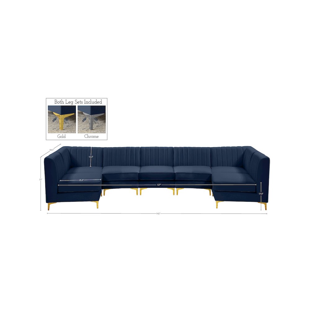 Alina Navy Velvet Modular Sectional