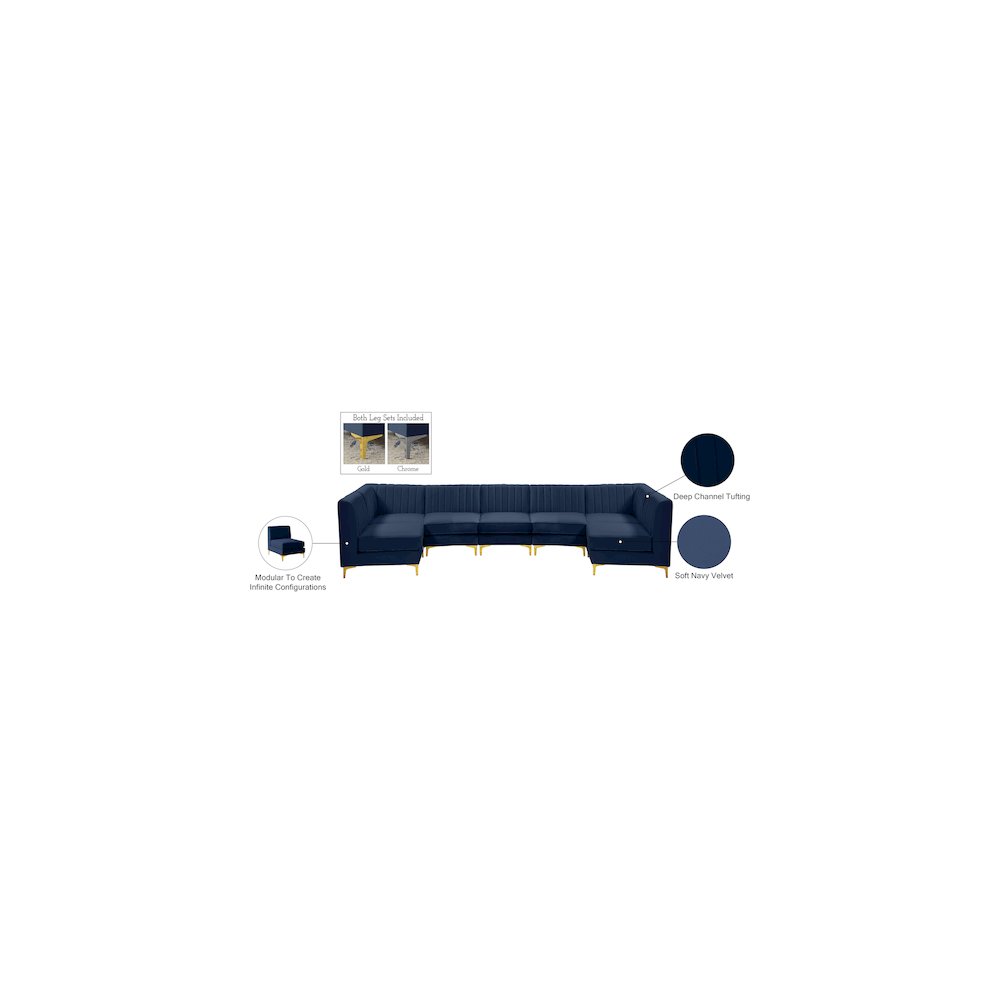 Alina Navy Velvet Modular Sectional