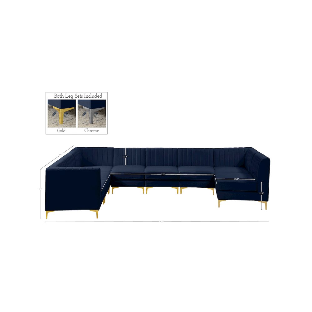 Alina Navy Velvet Modular Sectional