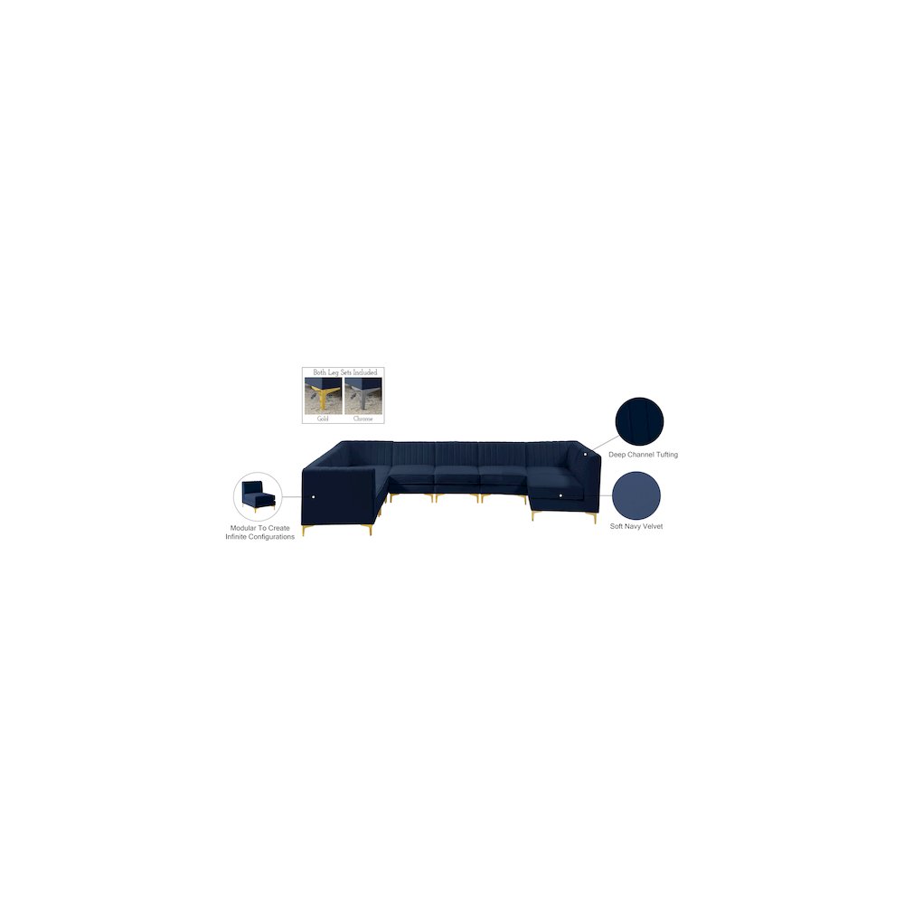 Alina Navy Velvet Modular Sectional