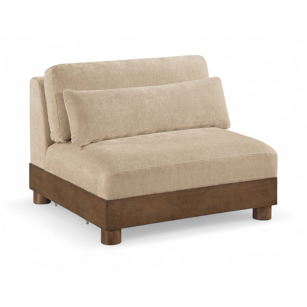 Turin Beige Chenille Fabric Upholstered Modular Armless Chair