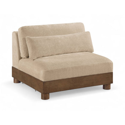 Turin Beige Chenille Fabric Upholstered Modular Armless Chair