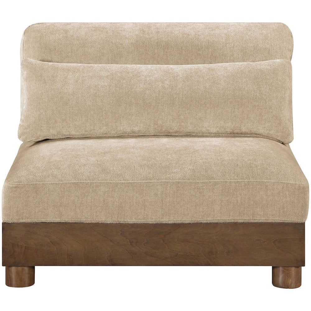 Turin Beige Chenille Fabric Upholstered Modular Armless Chair