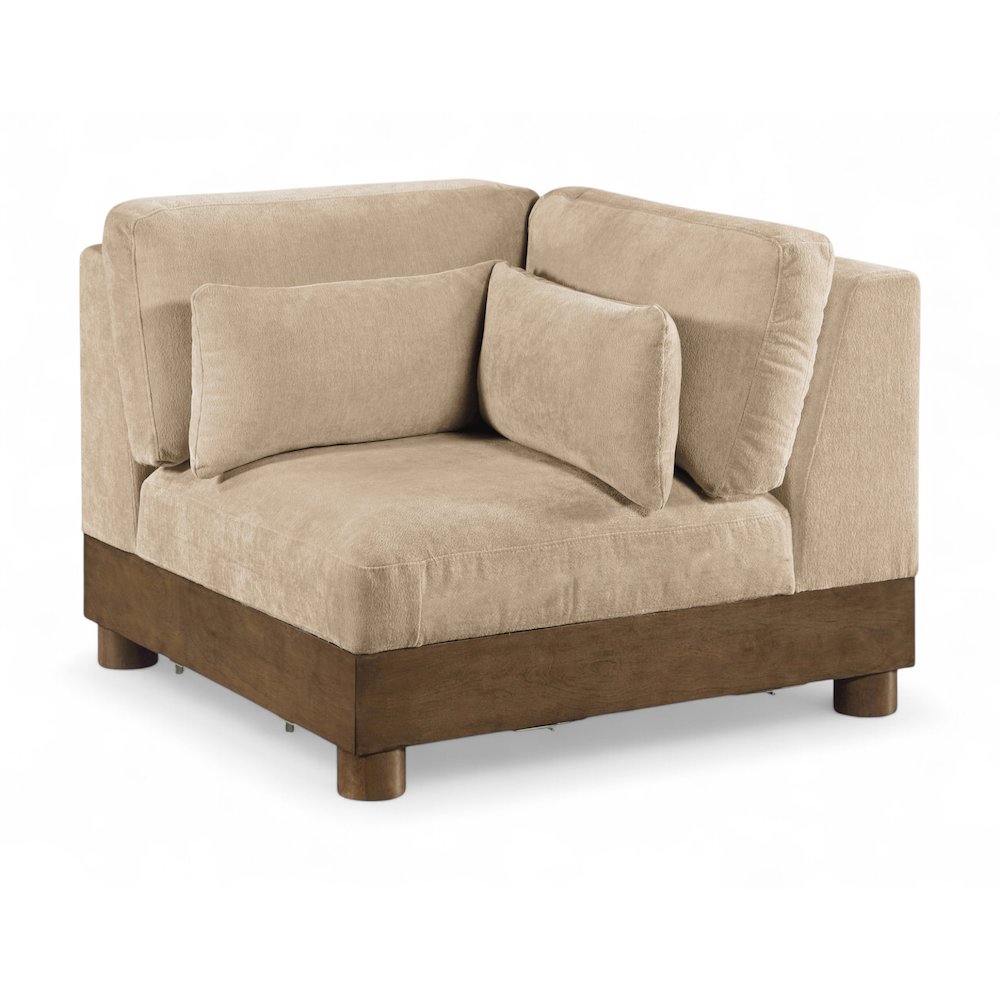 Turin Beige Chenille Fabric Upholstered Modular Corner Chair