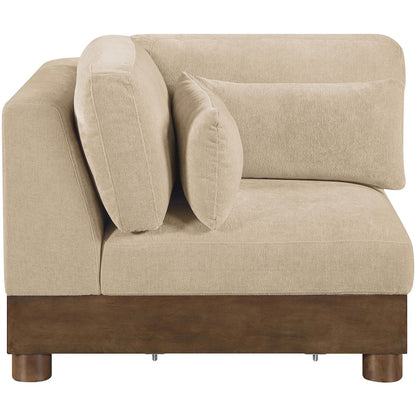 Turin Beige Chenille Fabric Upholstered Modular Corner Chair