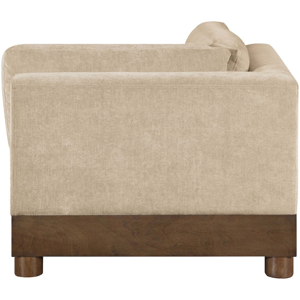 Turin Beige Chenille Fabric Upholstered Modular Corner Chair