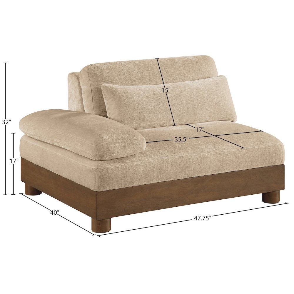 Turin Beige Chenille Fabric Upholstered Modular Left Arm Chair