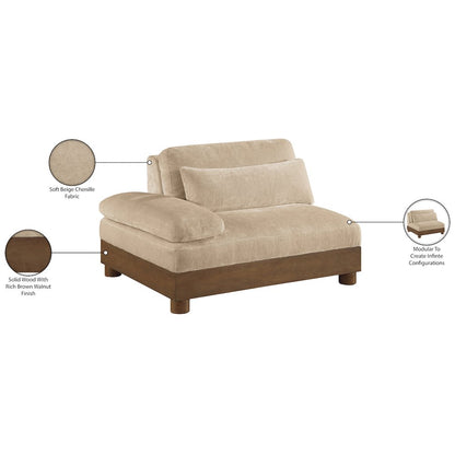 Turin Beige Chenille Fabric Upholstered Modular Left Arm Chair