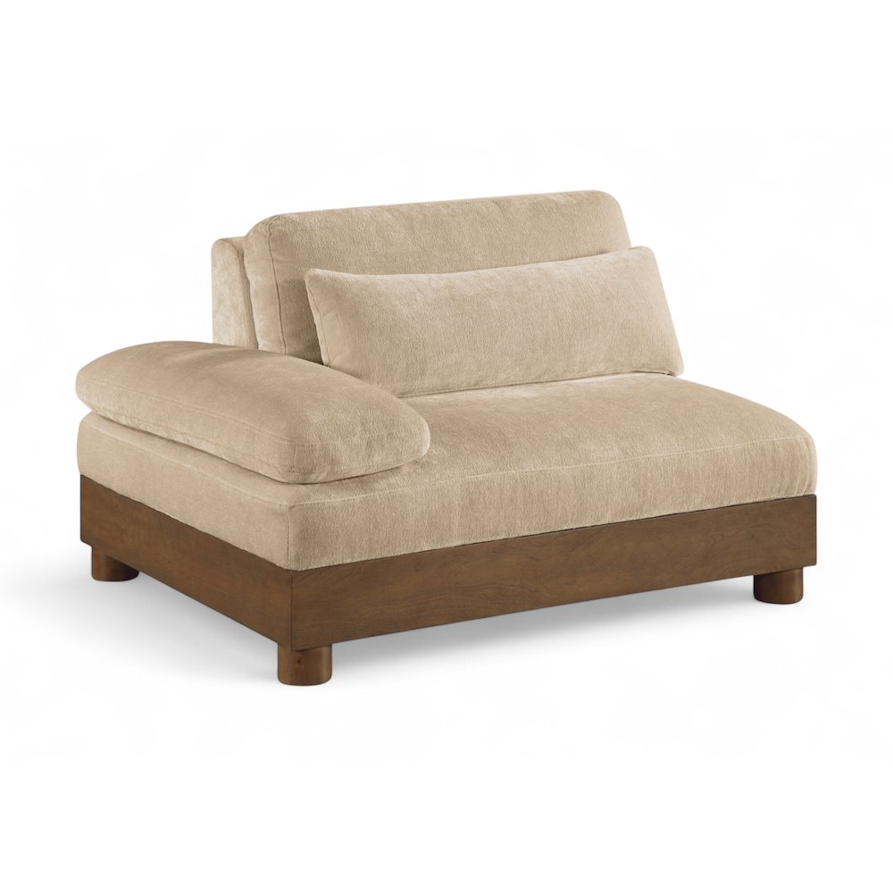 Turin Beige Chenille Fabric Upholstered Modular Left Arm Chair