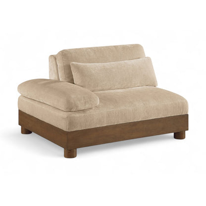 Turin Beige Chenille Fabric Upholstered Modular Left Arm Chair