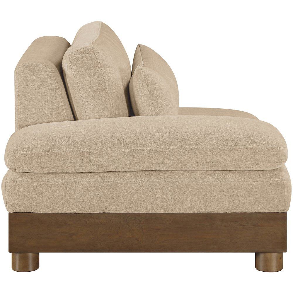 Turin Beige Chenille Fabric Upholstered Modular Left Arm Chair