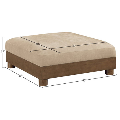 Turin Beige Chenille Fabric Upholstered Modular Ottoman