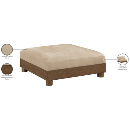 Turin Beige Chenille Fabric Upholstered Modular Ottoman