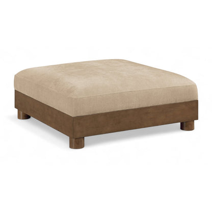 Turin Beige Chenille Fabric Upholstered Modular Ottoman