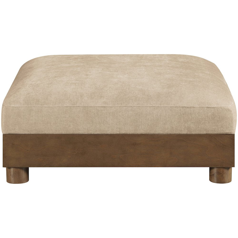 Turin Beige Chenille Fabric Upholstered Modular Ottoman