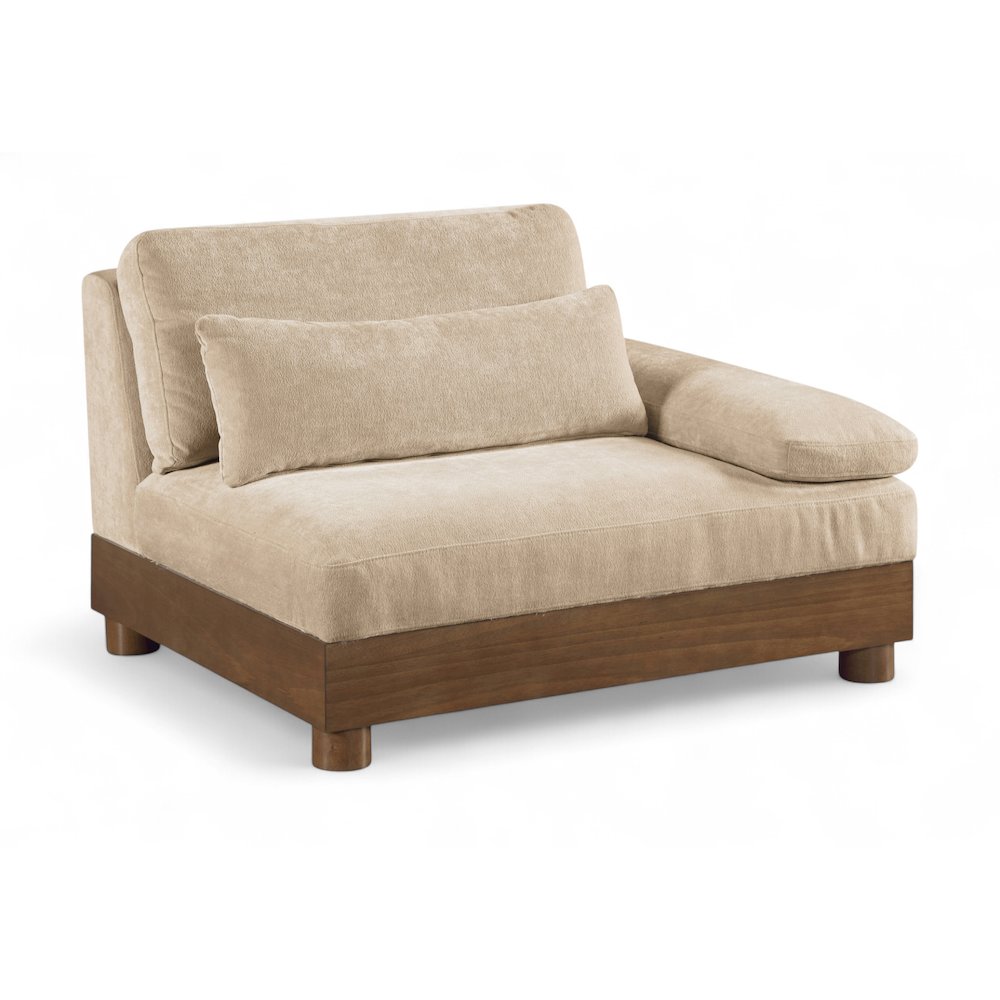 Turin Beige Chenille Fabric Upholstered Modular Right Arm Chair