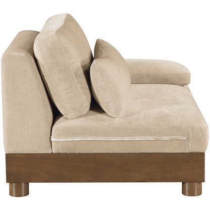 Turin Beige Chenille Fabric Upholstered Modular Right Arm Chair