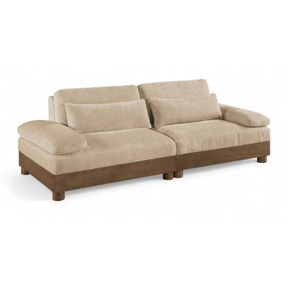 Turin 95.5" Beige Chenille Fabric Upholstered 2pc. Modular Loveseat