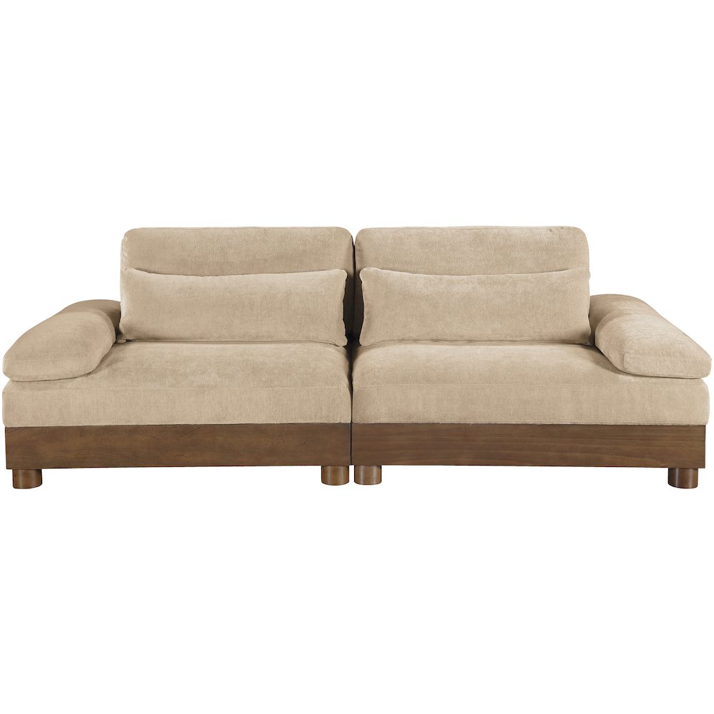 Turin 95.5" Beige Chenille Fabric Upholstered 2pc. Modular Loveseat