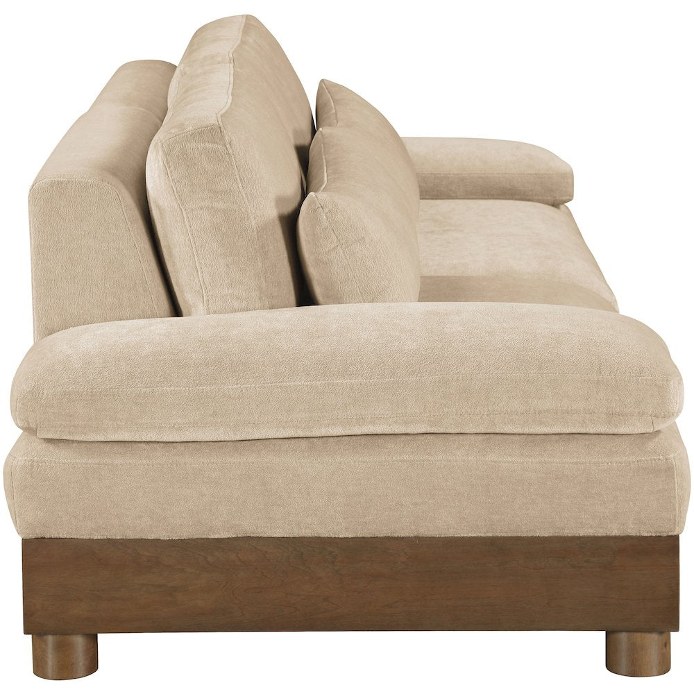 Turin 95.5" Beige Chenille Fabric Upholstered 2pc. Modular Loveseat