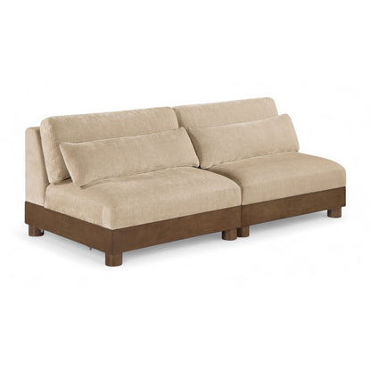 Turin 80" Beige Chenille Fabric Upholstered 2pc. Modular Loveseat