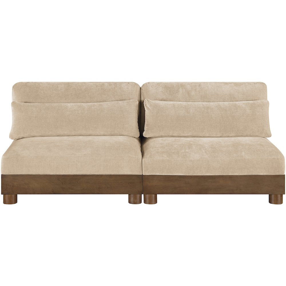 Turin 80" Beige Chenille Fabric Upholstered 2pc. Modular Loveseat