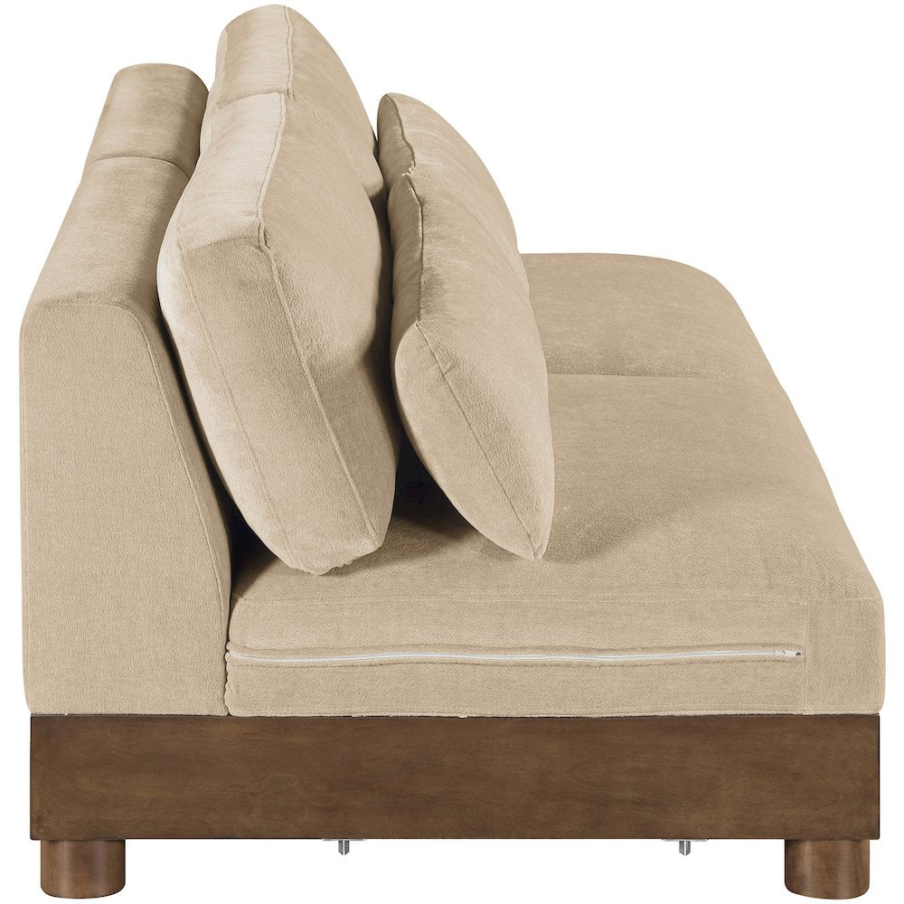Turin 80" Beige Chenille Fabric Upholstered 2pc. Modular Loveseat