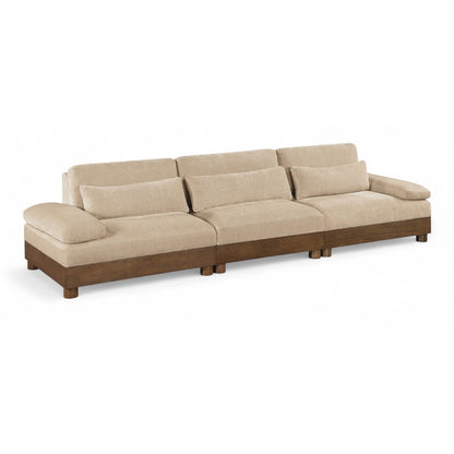 Turin 135.5" Beige Chenille Fabric Upholstered 3pc. Modular Sofa