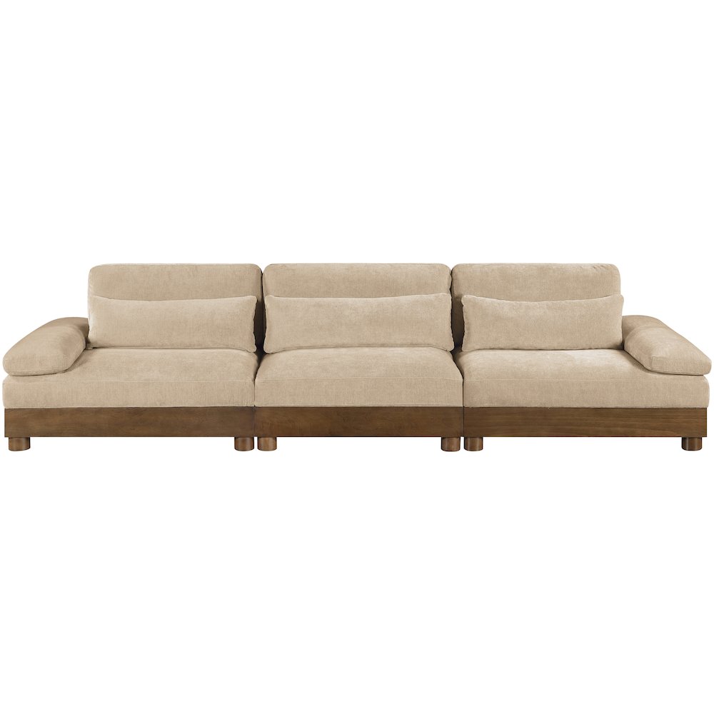 Turin 135.5" Beige Chenille Fabric Upholstered 3pc. Modular Sofa