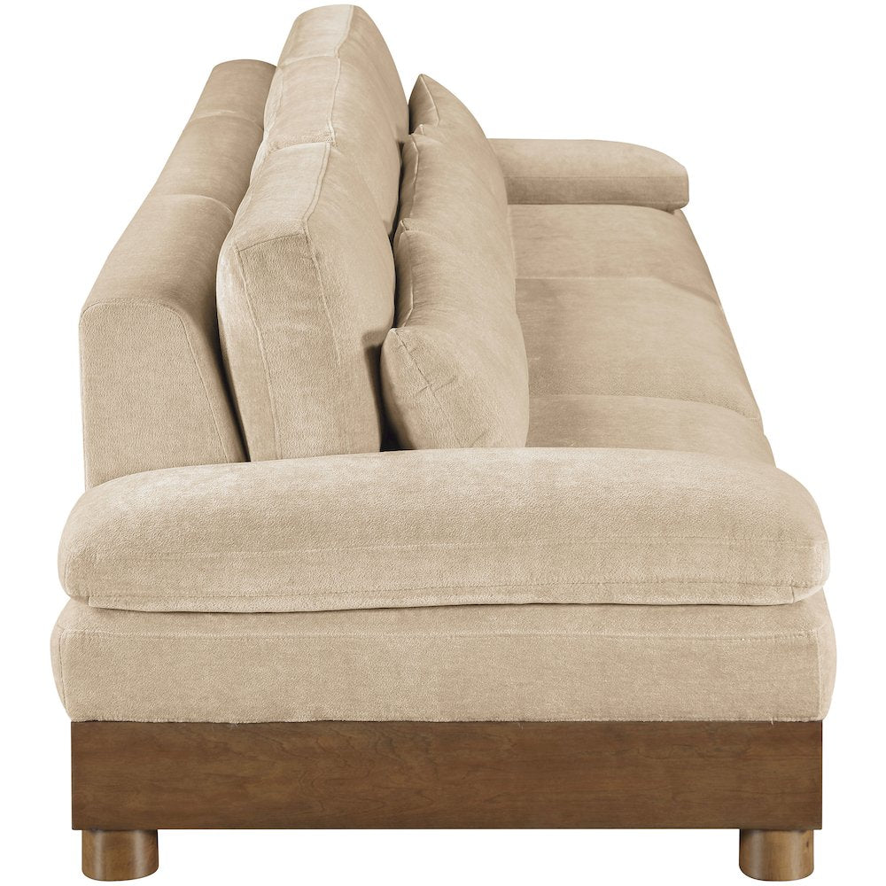 Turin 135.5" Beige Chenille Fabric Upholstered 3pc. Modular Sofa