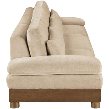 Turin 135.5" Beige Chenille Fabric Upholstered 3pc. Modular Sofa