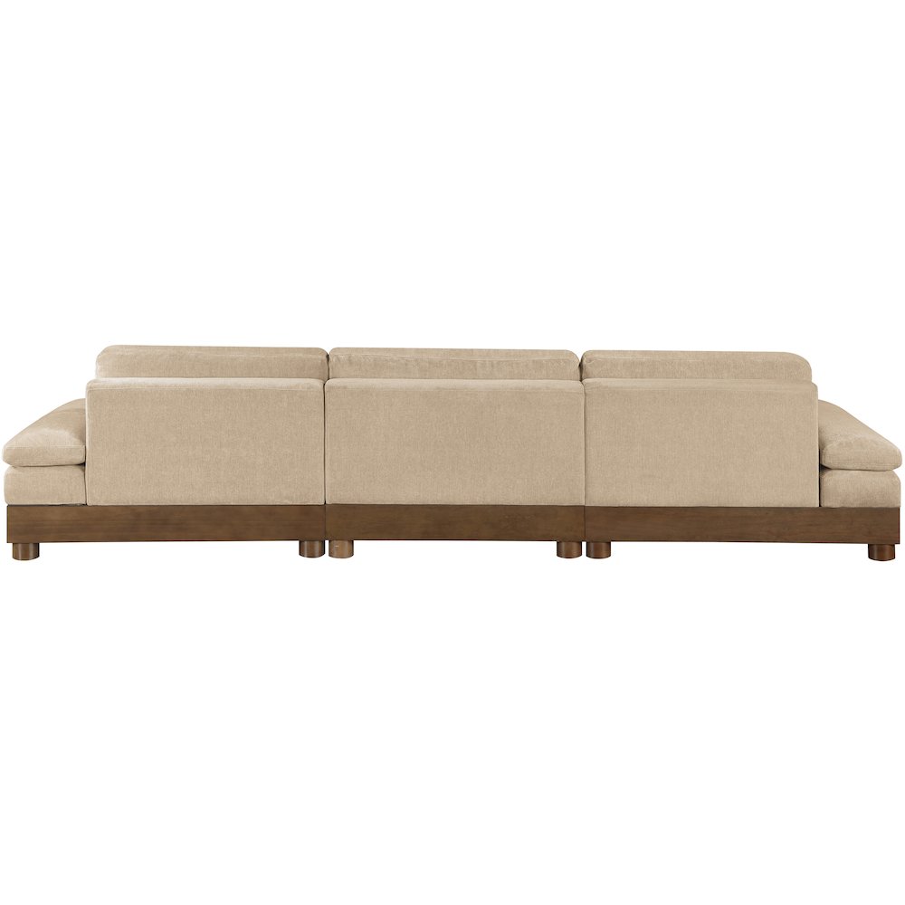 Turin 135.5" Beige Chenille Fabric Upholstered 3pc. Modular Sofa