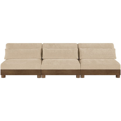 Turin 120" Beige Chenille Fabric Upholstered 3pc. Modular Sofa