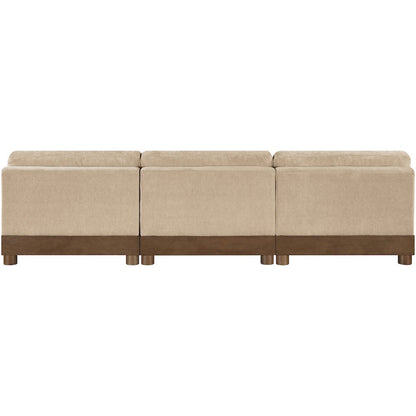 Turin 120" Beige Chenille Fabric Upholstered 3pc. Modular Sofa