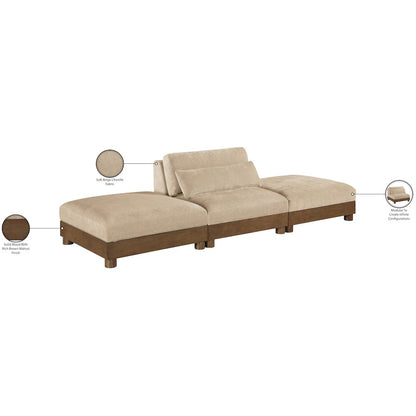 Turin 120" Beige Chenille Fabric Upholstered 3pc. Modular Sofa