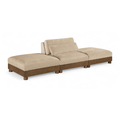 Turin 120" Beige Chenille Fabric Upholstered 3pc. Modular Sofa