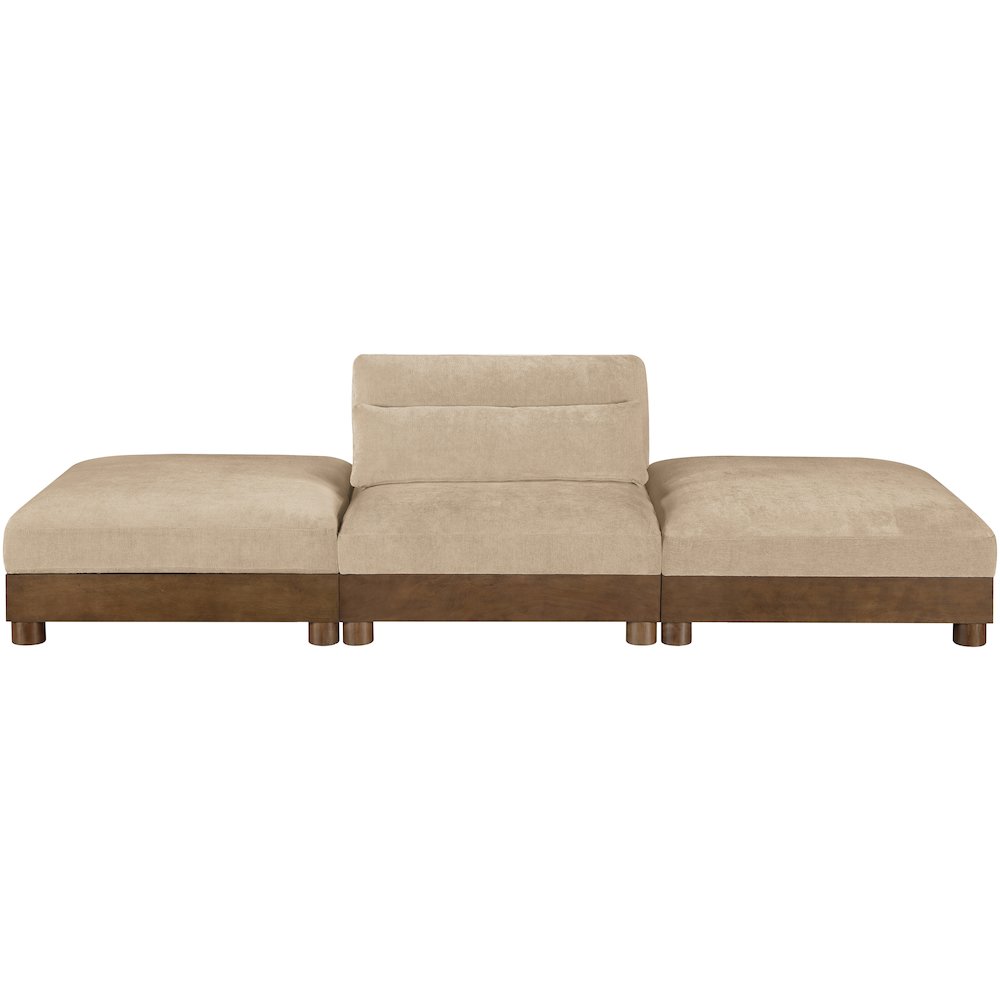 Turin 120" Beige Chenille Fabric Upholstered 3pc. Modular Sofa