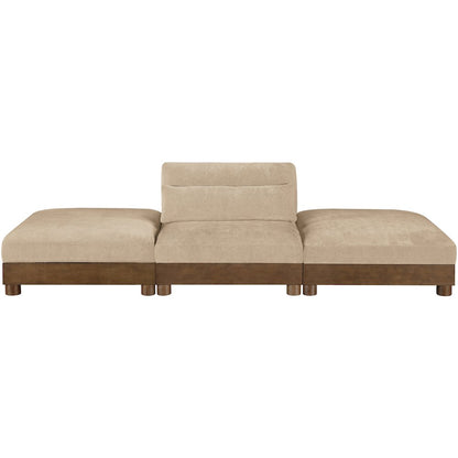 Turin 120" Beige Chenille Fabric Upholstered 3pc. Modular Sofa