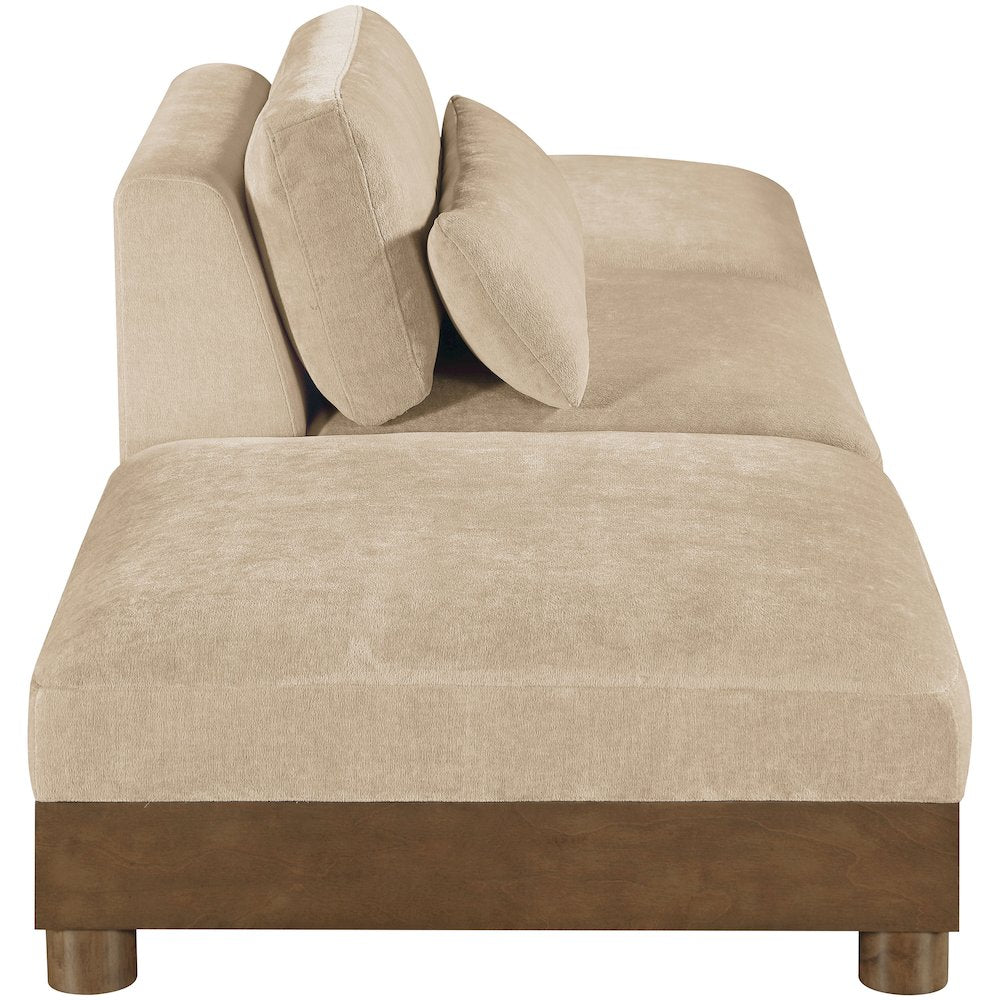 Turin 120" Beige Chenille Fabric Upholstered 3pc. Modular Sofa